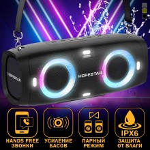 Колонка Hopestar А6 Party Чёрная Беспроводная музыкальная переносная акустическая система Bluetooth с подсветкой басом и сабвуфером Колонка Hopestar А6 Party Чёрная Беспроводная музыкальная переносная акустическая система Bluetooth с подсветкой басом и сабвуфером