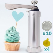 Шприц кондитерский BISCUITS MOULD A-70 Серебристый алюминиевый пресс профессиональный для украшения тортов печенья випечки с разными насадками Шприц кондитерский BISCUITS MOULD A-70 Серебристый алюминиевый пресс профессиональный для украшения тортов печенья випечки с разными насадками