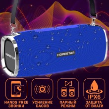 Колонка Hopestar A6 Синяя Беспроводная музыкальная портативная акустическая Bluetooth система с сабвуфером Водонепроницаемая с микрофоном USB и AUX Колонка Hopestar A6 Синяя Беспроводная музыкальная портативная акустическая Bluetooth система с сабвуфером Водонепроницаемая с микрофоном USB и AUX