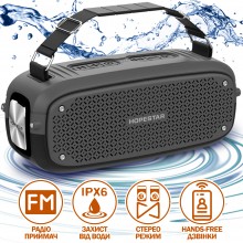 Портативная колонка Hopestar A21 Bluetooth Чёрная влагозащитная с громким стерео звуком Переносная музыкальная акустическая USB система + FM-радио + AUX + TWS Портативная колонка Hopestar A21 Bluetooth Чёрная влагозащитная с громким стерео звуком Переносная музыкальная акустическая USB система + FM-радио + AUX + TWS