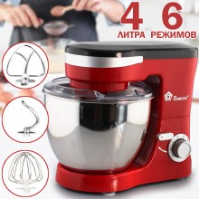 Тестомес планетарный Domotec MS-1368 Красный миксер с чашей тестомешалка на 4 литра 6 режимов Тестомес планетарный Domotec MS-1368 Красный миксер с чашей тестомешалка на 4 литра 6 режимов