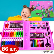 Набор для рисования и творчества Art Set на 86 предметов Розовый детский в чемоданчике Набор для рисования и творчества Art Set на 86 предметов Розовый детский в чемоданчике