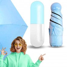 Зонт капсула Capsule Umbrella Голубой мини капсульный карманный складной зонтик в футляре Зонт капсула Capsule Umbrella Голубой мини капсульный карманный складной зонтик в футляре