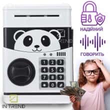 Копилка сейф PANDA Чёрно белая детская с кодовым замком и музыкой Копилка сейф PANDA Чёрно белая детская с кодовым замком и музыкой