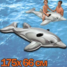 Надувной Матрас для плавания Дельфин Intex 175 х 66 см Intex Серый пляжный Одноместный плот для бассейна Надувной Матрас для плавания Дельфин Intex 175 х 66 см Intex Серый пляжный Одноместный плот для бассейна