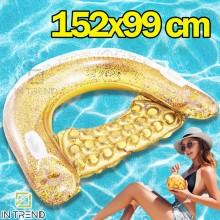 Надувное кресло-шезлонг для плавания Intex 152 х 99 см Золотое пляжный одноместный плот с ручками и подстаканниками Надувное кресло-шезлонг для плавания Intex 152 х 99 см Золотое пляжный одноместный плот с ручками и подстаканниками