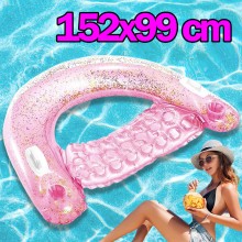 Надувное кресло-шезлонг для плавания Intex 152 х 99 см Розовое пляжный одноместный плот с ручками и подстаканниками Надувное кресло-шезлонг для плавания Intex 152 х 99 см Розовое пляжный одноместный плот с ручками и подстаканниками