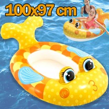Надувной плот Рыбка Intex 100х97 см Желтый детский пляжный матрас ходунки для плавания Надувной плот Рыбка Intex 100х97 см Желтый детский пляжный матрас ходунки для плавания