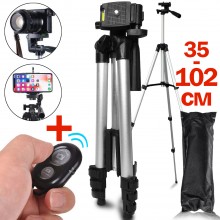 Штатив тренога для телефона камеры Tripod 3110 Чёрный 35-102 см с чехлом и пультом ДУ для профессиональной сьёмки Штатив тренога для телефона камеры Tripod 3110 Чёрный 35-102 см с чехлом и пультом ДУ для профессиональной сьёмки