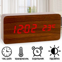 Настольные часы электронные Wooden Clock Коричневые в стиле лофт из дерева Настольные часы электронные Wooden Clock Коричневые в стиле лофт из дерева