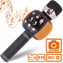 Микрофон Караоке Беспроводной Wster WS-2911 Черно-оранжевый 2в1 Bluetooth колонка с FM селфи МРЗ модулятором голоса эхо Микрофон Караоке Беспроводной Wster WS-2911 Черно-оранжевый 2в1 Bluetooth колонка с FM селфи МРЗ модулятором голоса эхо