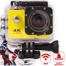 Экшн камера Action Camera V3R 4К WiFi Желтая водонепроницаемая с аквабоксом для подводной и экстрим съемки до 30 м Экшн камера Action Camera V3R 4К WiFi Желтая водонепроницаемая с аквабоксом для подводной и экстрим съемки до 30 м