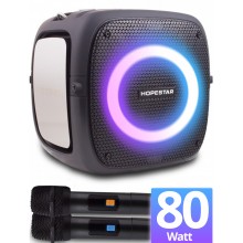 Колонка Hopestar PartyOne Чёрная акустическая Bluetooth система 80 Вт с 2 микрофонамы и функцией TWS подсветкой Колонка Hopestar PartyOne Чёрная акустическая Bluetooth система 80 Вт с 2 микрофонамы и функцией TWS подсветкой