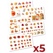 Слайдер-дизайн наклейки для ногтей Осень Autumn Листья 5шт. 2D WawDeco разноцветные на легкой прозрачной основе / w54 Слайдер-дизайн наклейки для ногтей Осень Autumn Листья 5шт. 2D WawDeco разноцветные на легкой прозрачной основе / w54