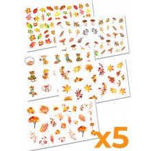 Слайдер-дизайн наклейки для ногтей Осень Autumn Листья 5шт. 2D WawDeco разноцветные на легкой прозрачной основе / w58 Слайдер-дизайн наклейки для ногтей Осень Autumn Листья 5шт. 2D WawDeco разноцветные на легкой прозрачной основе / w58