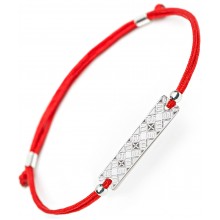 Серебряный браслет символы Украины Family Tree Jewelry Пластинка «Орнамент Растительный» красный на шелковой нити регулируется родированный для женщин и мужчин Серебряный браслет символы Украины Family Tree Jewelry Пластинка «Орнамент Растительный» красный на шелковой нити регулируется родированный для женщин и мужчин