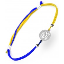 Серебряный браслет Символы Украины Family Tree Jewelry с пластиной «I stand with Ukraine» на шелковой нити регулируется родированный для мужчин и женщин Серебряный браслет Символы Украины Family Tree Jewelry с пластиной «I stand with Ukraine» на шелковой нити регулируется родированный для мужчин и женщин