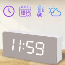 Настольные цифровые часы Digital Белые в современном стиле без циферблата электронные Настольные цифровые часы Digital Белые в современном стиле без циферблата электронные