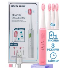 Электрическая зубная щетка HAPPY SHEEP HP-300 Розовая 3 Режимов 4 Насадки Аккумуляторная Электрическая зубная щетка HAPPY SHEEP HP-300 Розовая 3 Режимов 4 Насадки Аккумуляторная