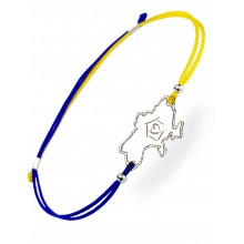 Серебряный браслет Family Tree Jewelry на шнурке жёлто-синяя шелковая нить карта Украины «Дом» регулируеться родированное серебро Серебряный браслет Family Tree Jewelry на шнурке жёлто-синяя шелковая нить карта Украины «Дом» регулируеться родированное серебро