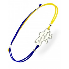 Серебряный браслет Family Tree Jewelry на шнурке жёлто-синяя шелковая нить карта Украины «Борітеся - поборете» регулируеться родированное серебро Серебряный браслет Family Tree Jewelry на шнурке жёлто-синяя шелковая нить карта Украины «Борітеся - поборете» регулируеться родированное серебро