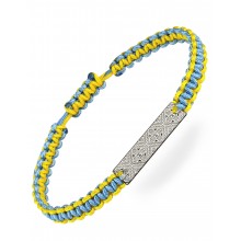 Серебряный браслет шамбала плетеный Family Tree Jewelry Вышиванка шелковая нить жёлто-голубая «Ровно» регулируеться родированное серебро Серебряный браслет шамбала плетеный Family Tree Jewelry Вышиванка шелковая нить жёлто-голубая «Ровно» регулируеться родированное серебро