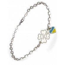 Серебряный браслет Family Tree Jewelry Четырёхлистный клевер на цепочке с сердцем «Your angel is with you» регулируеться родированное серебро Серебряный браслет Family Tree Jewelry Четырёхлистный клевер на цепочке с сердцем «Your angel is with you» регулируеться родированное серебро
