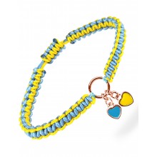 Серебряный браслет шамбала плетеный Family Tree Jewelry шелковая нить жёлто-голубая два сердца регулируеться серебро позолота Серебряный браслет шамбала плетеный Family Tree Jewelry шелковая нить жёлто-голубая два сердца регулируеться серебро позолота