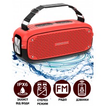 Портативная колонка Hopestar A21 Bluetooth Красная влагозащитная с громким стерео звуком Переносная музыкальная акустическая USB система + FM-радио + AUX + TWS Портативная колонка Hopestar A21 Bluetooth Красная влагозащитная с громким стерео звуком Переносная музыкальная акустическая USB система + FM-радио + AUX + TWS