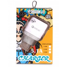 Блок питания POWER Quick Charge 3.0 Белый компактное зарядное устройство с 3 USB выходами сетевой адаптер ЮСБ в обычную розетку Блок питания POWER Quick Charge 3.0 Белый компактное зарядное устройство с 3 USB выходами сетевой адаптер ЮСБ в обычную розетку