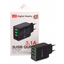 Блок питания POWER Quick Charge 3.0 Чёрный компактное зарядное устройство с 3 USB выходами сетевой адаптер в обычную розетку Блок питания POWER Quick Charge 3.0 Чёрный компактное зарядное устройство с 3 USB выходами сетевой адаптер в обычную розетку
