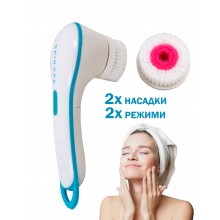 Щётка массажер Электрическая для чистки лица Белая очиститель пор с 2 насадками массажная Щётка массажер Электрическая для чистки лица Белая очиститель пор с 2 насадками массажная