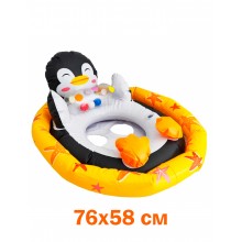 Надувной круг для плавания Жёлтый Пингвин Intex 76х58 см водный матрас для купания Детский Надувной круг для плавания Жёлтый Пингвин Intex 76х58 см водный матрас для купания Детский