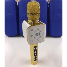 Беспроводной Bluetooth Караоке Микрофон DM A09 Gold 4Вт+4Вт с мощными колонками и подсветкой Беспроводной Bluetooth Караоке Микрофон DM A09 Gold 4Вт+4Вт с мощными колонками и подсветкой