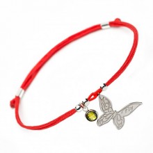 Серебряный браслет Family Tree Jewelry на красной шелковой нити Бабочка - Butterfly Bracelet with Green Pendant Серебряный браслет Family Tree Jewelry на красной шелковой нити Бабочка - Butterfly Bracelet with Green Pendant