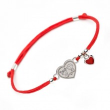 Серебряный браслет Family Tree Jewelry на красной шелковой нити для мам - Мальчик и Девочка в сердце - Boy & Girl Bracelet in Heart Shape Серебряный браслет Family Tree Jewelry на красной шелковой нити для мам - Мальчик и Девочка в сердце - Boy & Girl Bracelet in Heart Shape
