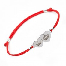Парный серебряный браслет Family Tree Jewelry Вдохновляющий красная шелковая нить на руку Два Сердца - Two Hearts Bracelet with Crown Парный серебряный браслет Family Tree Jewelry Вдохновляющий красная шелковая нить на руку Два Сердца - Two Hearts Bracelet with Crown