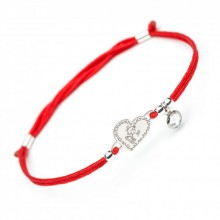 Серебряный браслет Family Tree Jewelry на красном шнурке Ангел в сердце - Praing Angel in Heart with White Pendant Серебряный браслет Family Tree Jewelry на красном шнурке Ангел в сердце - Praing Angel in Heart with White Pendant