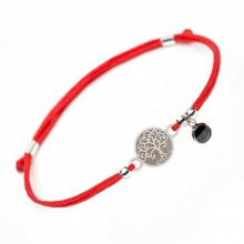 Серебряный браслет Family Tree Jewelry на красной шелковой нити - Семейное Дерево или Дерево Жизни - Tree of Life Red Rope Bracelet with Black Pendant Серебряный браслет Family Tree Jewelry на красной шелковой нити - Семейное Дерево или Дерево Жизни - Tree of Life Red Rope Bracelet with Black Pendant