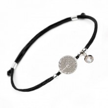 Серебряный браслет Family Tree Jewelry на черной шелковой нити - Семейное Дерево или Дерево Жизни - Tree of Life Black Rope Bracelet with White Pendant Серебряный браслет Family Tree Jewelry на черной шелковой нити - Семейное Дерево или Дерево Жизни - Tree of Life Black Rope Bracelet with White Pendant