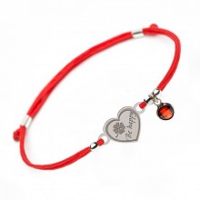 Серебряный браслет Family Tree Jewelry на красной шелковой нити сердце с пожеланием - Be happy heart with Red Pendant Серебряный браслет Family Tree Jewelry на красной шелковой нити сердце с пожеланием - Be happy heart with Red Pendant