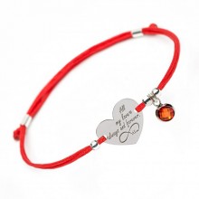 Серебряный браслет Family Tree Jewelry на красной шелковой нити сердце c красным акцентом - All My Love Always and Forewer Серебряный браслет Family Tree Jewelry на красной шелковой нити сердце c красным акцентом - All My Love Always and Forewer