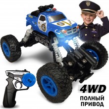 Машинка джип на радиоуправлении Police Monster TRAK Синяя для детей и взрослых - Вездеход c аккумулятором Машинка джип на радиоуправлении Police Monster TRAK Синяя для детей и взрослых - Вездеход c аккумулятором
