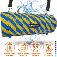 Колонка Hopestar H39 Сине Желтая беспроводная портативная акустическая блютуз система с PowerBank FM micro SD Колонка Hopestar H39 Сине Желтая беспроводная портативная акустическая блютуз система с PowerBank FM micro SD